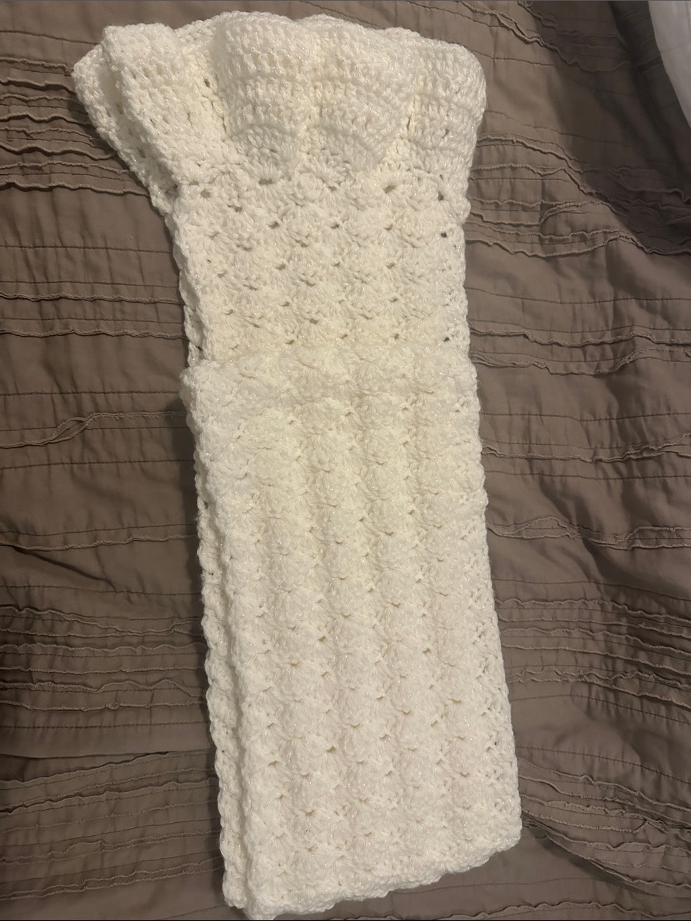 Handmade white Crochet Scarf